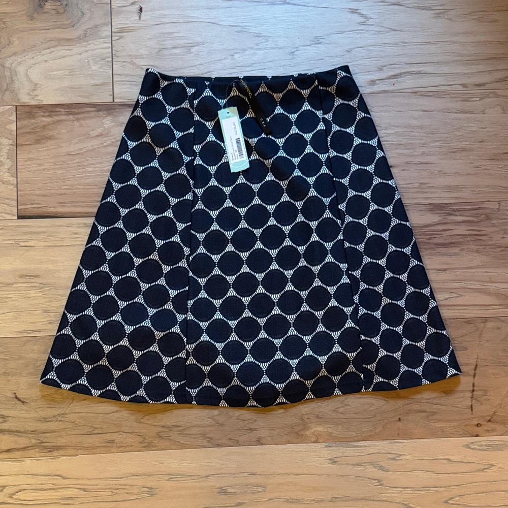 Renee‎ C. Navy and White Circle Pattern A-Line Skirt Stitchfix